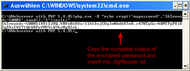 Encrypt password of FTP-Server