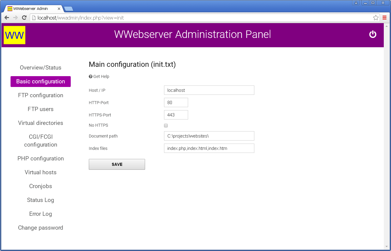 Webserver Administration Panel